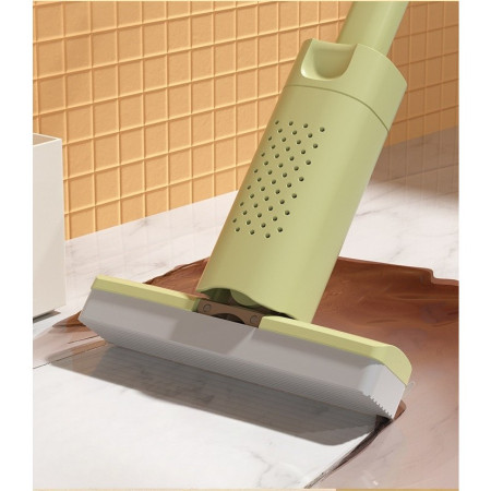 Mini Mop, Flippy, Pentru Uz Casnic, Sistem Autostoarcere, Portabil, Mop cu Burete, Rotire 180°,15 x 27.5 cm, Verde