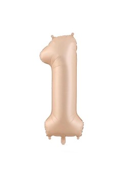 Balon din Folie Metalizata, Flippy, Figurina Cifra, Model 1, Tema Aniversare 100 cm, Ambalaj Individual, Pai Inclus, Umflare cu Aer sau Heliu, Crem