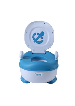 Olita pentru Copii, Flippy, +1an, Portabila, Design cu Ancora, cu Capac, Model Prietenos, Non-Toxic, Compartiment Detasabil, cu Manere, cu 4 Picioare, Usor de Curatat, 46*33*32 cm, Albastru