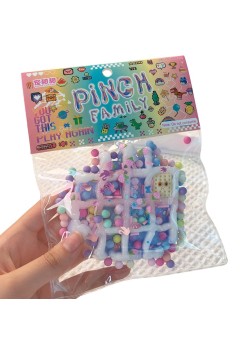 Jucarie Antistres Squishy, Flippy, cu Revenire Lenta, Model Waffle, 6x6 cm, 99g, Ambalaj Transparent, Multicolor
