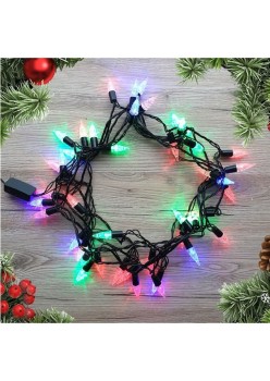 Instalatie de Craciun RGRB Liniara, Model Brazi, 10 m, din care 1 m Prelungitor 220V, 40 LED, Interconectabila, Fir Negru, multicolor