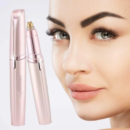 Trimmer Facial, Flippy, pentru Sprancene, Incarcare USB, 1.5 x 13 cm, din ABS, Sampanie