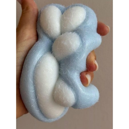 Jucarie Interactiva Squishy, Flippy, Model Cat Paw, Revenire Lenta, din TPR, +3 Ani, 7.5 cm, Textura Puf, Albastru