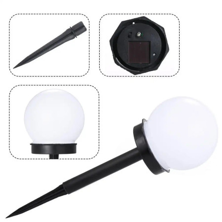 Set 2 Lampi Solare LED, Flippy, Forma Sferica, Tip Glob, Diametru 10 cm, Alb Cald