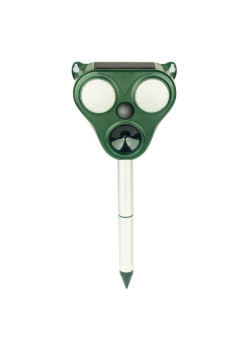 Aparat Solar cu Ultrasunete și Senzor PIR, Anti Rozătoare și Insecte, Repelent Animale Mari și Mici, IP66, 5 Setări, 300 mp, Verde