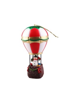Decoratiune de Craciun tip Balon cu Aer Cald, Flippy, Balon cu Om de Zapada, din Rasina, Model Balon cu Aer Cald si Om de Zapada Iluminare LED, 17 x 5 x 5 cm, Gri Rosu