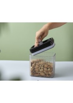 Container Borcan pentru Alimente, Flippy, din Plastic, 1.5l, Transparent, Model Abstract
