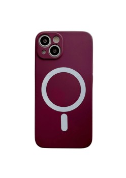 Husa MagSafe pentru Apple iPhone 14 Pro Max, Silicon, Protectie pentru camera, Magnetica, Incarcare Wireless,  Flippy, Visiniu