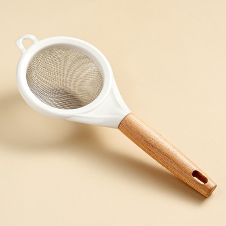 Strecuratoare din Inox, Silicon si Lemn, Flippy, pentru Faina, Ceai si Alte Alimente, Alba