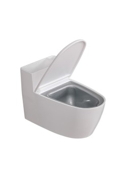 Scrumiera creativa Flippy, Forma de Toaleta, Capac Alb , Material ABS si Otel Inoxidabil, 12.5 x 9.8 x 8.4 cm, Fixare prin Lipire sau De Sine Statator, pentru Baie, Camera, Bucatarie, Balcon, Alb