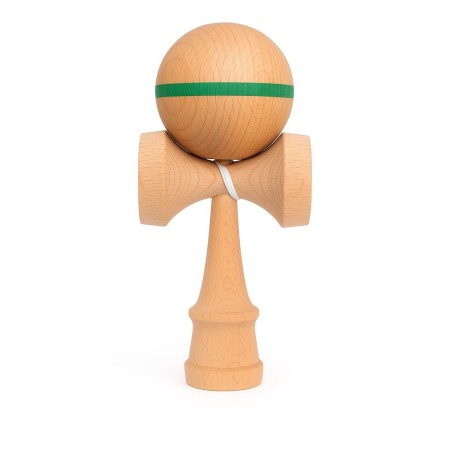 Jucarie Interactiva Kendama, Flippy, din Lemn, 18 cm, Joc de Indemanare pentru Copii si Adulti, Model cu Dunga, Verde