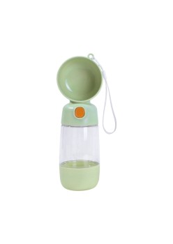 Sticla Animale, Flippy, Portabila, pentru Hrana si Apa, din ABS, 400 ml/182 ml, 25.5 x 8 x 9 cm, Verde
