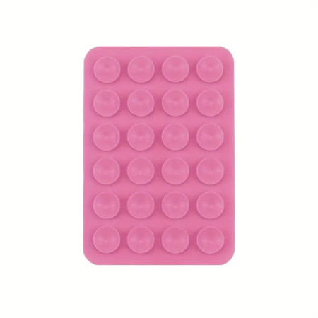 Suport Adeziv Universal, Flippy, pentru Telefon/Tableta, cu 24 Ventuze, potrivit pentru Tik-Tok/Selfie/Vizionare Video, din Silicon, 8 x 5.5 x 1 cm, Roz