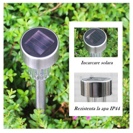 Lampă Solară LED pentru Grădină, Design Minimalist, Inox Rezistent, Iluminare Albă, 29 cm