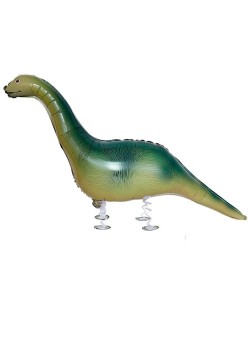 Balon din Folie Metalizata, Flippy, Figurina Animata, Model Dinozaur cu Ou, 113x49 cm, Ambalaj Individual, Pai Inclus, Umflare cu Aer sau Heliu, Verde inchis