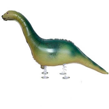 Balon din Folie Metalizata, Flippy, Figurina Animata, Model Dinozaur cu Ou, 113x49 cm, Ambalaj Individual, Pai Inclus, Umflare cu Aer sau Heliu, Verde inchis