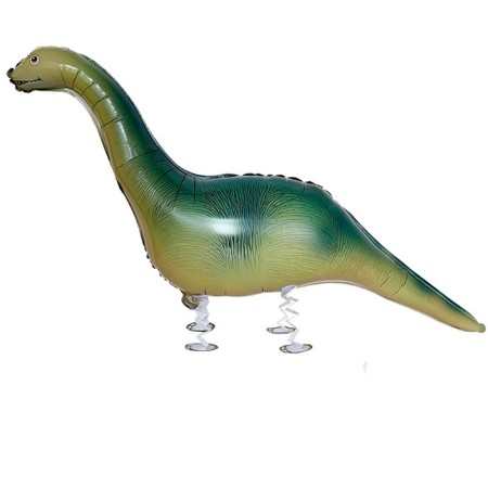 Balon din Folie Metalizata, Flippy, Figurina Animata, Model Dinozaur cu Ou, 113x49 cm, Ambalaj Individual, Pai Inclus, Umflare cu Aer sau Heliu, Verde inchis
