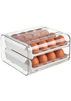 Suport pentru Oua, Flippy, Strat Dublu, Capacitate 32 de Oua,  23.5x21.5 cm, din Plastic, Alb