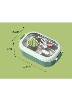Insulated student lunch box canteen partition stainless steel lunch box lunch box - Specification: Green