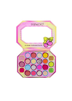 Paleta de Machiaj, KEVIN & COCO, Pink Cherry, Fard de Pleoape, 22 culori, 19 x 13.7 x 1.3 cm
