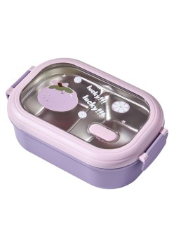 Insulated student lunch box canteen partition stainless steel lunch box lunch box - Specification: purple