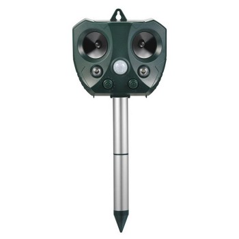 Aparat Solar LED cu Ultrasunete, Anti Animale Mari și Mici, Anti Rozătoare și Insecte, Lumini Roșii/Albe, IPX Rezistent, 15x14x24 cm, Verde