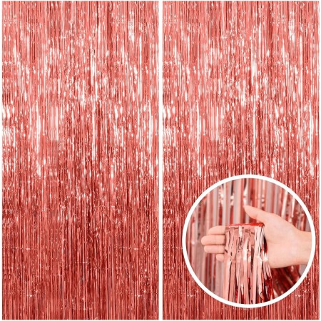 Perdea Franjurata, Flippy, Model Decor Petrecere, pentru Fundal de Poze, Amenajare Colorata a Petrecerii, Dimensiune 100x200 cm, Rose Gold