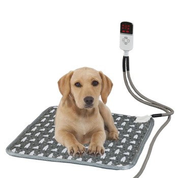 Pătură Electrică pentru Animale de Companie, Protecție Anti-Mușcătură, 9 Trepte de Reglaj, Sistem Anti-Alunecare, 45x45 cm, 28W, Gri
