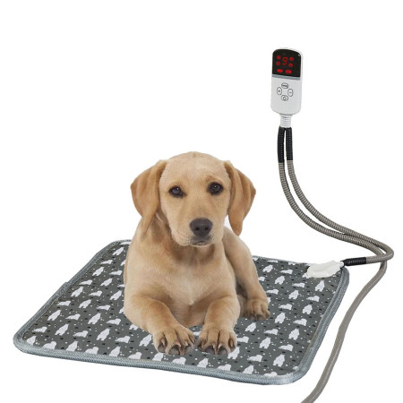 Pătură Electrică pentru Animale de Companie, Protecție Anti-Mușcătură, 9 Trepte de Reglaj, Sistem Anti-Alunecare, 45x45 cm, 28W, Gri