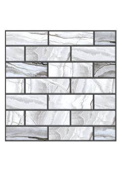 10 x Placi Tapet Autocolant 3D cu Imitatie de Marmura Dreptunghiulara, pentru Perete Bucatarie Sufragerie, Usor de Curatat, Rezistent la Apa, Autoadeziv, 30x30 cm, Gri