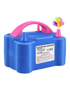 Pompa Electrica Pentru Umflat Baloane, 600 W, Doua Capete de Umflat, din Plastic, 19.5 x 14 x 13 cm, Albastru/Roz