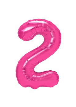 Balon din Folie Metalizata, Flippy, Figurina Cifra, Model 2, Tema Aniversare 100 cm, Ambalaj Individual, Pai Inclus, Umflare cu Aer sau Heliu, Roz