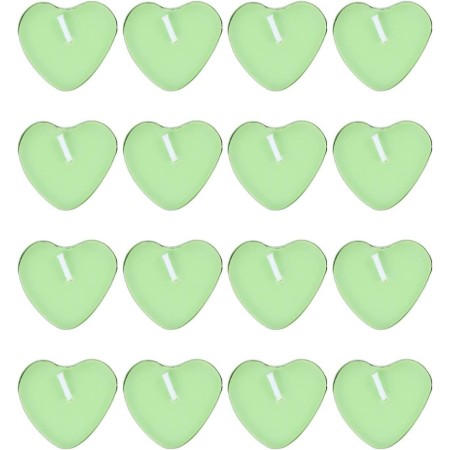 Set 9 Lumanari in Forma de Inima, Flippy, pentru Ziua Indragostitilor, Aroma de Mar, Ardere 3.5 h, din Parafina, 4 x 2 cm, Verde
