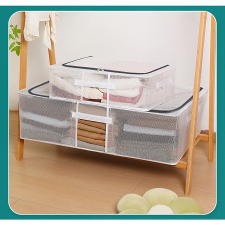 Cutie Depozitare Pantofi Pliabila, Transparenta, 40x30x15 cm, Plasa PVC Impermeabila, Cadru Otel, Fermoar Dublu