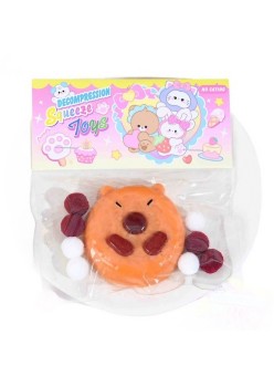Jucarie Antistres Squishy, Flippy, cu Revenire Lenta, Forma de Biscuite Rotund, Model Capybara, 7x6.5 cm, 55g, Ambalaj Transparent, Maro