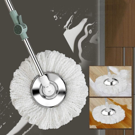 Set mop rotativ cu galeata Flippy, material plastic si microfibra, o rezerva inclusa, rezistent, cu dop scurgere, vas detasabil, orificiu pentru solutie, pentru interior, capacitate 8 l, verde