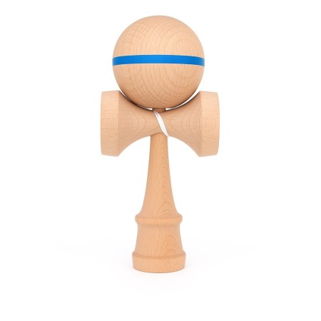 Jucarie Interactiva Kendama, Flippy, din Lemn, 18 cm, Joc de Indemanare pentru Copii si Adulti, Model cu Dunga, Albastru