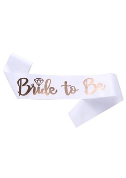 Set 10 Panglici Bride to Be si Team Bride, Flippy, din Panza, Alb/Roz
