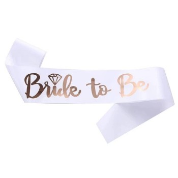 Set 10 Panglici Bride to Be si Team Bride, Flippy, din Panza, Alb/Roz