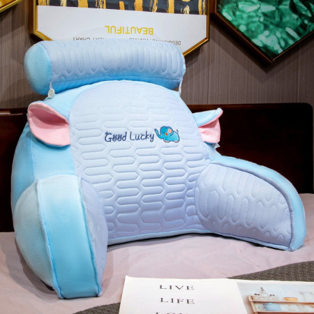 Pernă ErgoRelax, Suport Lombar și Spătar pentru Pat, Design Confortabil, Latex Premium, Model Elefant, 60x40 cm, Albastru