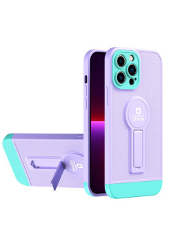 Husa Armor Design cu Stand pentru Samsung A22 5G Mov/Albastru, Suport Auto Magnetic, Protectie Antisoc, Flippy