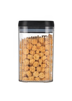 Cutie de Depozitare Alimente, Flippy, tip Container, 2L, Recipiente pentru Cereale in Bucatarie,  Transparente cu Capac Negru
