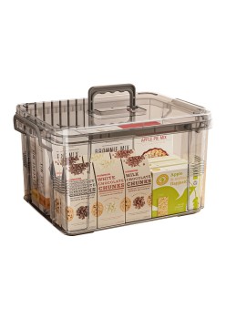Cutie De Depozitare pentru Alimente, Jucarii, Accesorii, Portabila, 31.5x23x19 cm, Transparent-Gri
