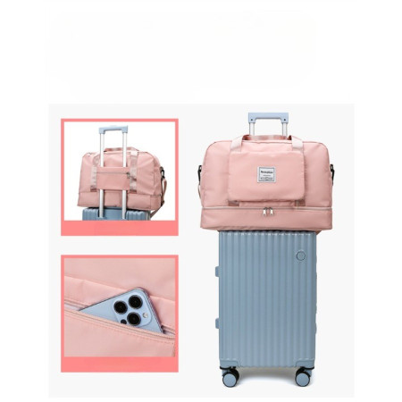 Geanta Pliabila, Flippy, pentru Voiaj, Buzunare Multiple, de Mana, Impermeabila, Material Textil, Capacitate 8 Kg, Dimensiune Deschisa 42x28x10 cm, Roz