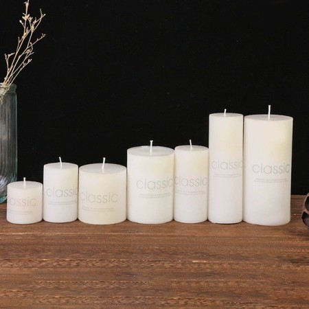 Lumanare Decorativa, Flippy, din Parafina, Cilindrica, Fara Fum si Fara Parfum, 7 x 15 cm, 500 g, Ardere 72h, Ivory Alb