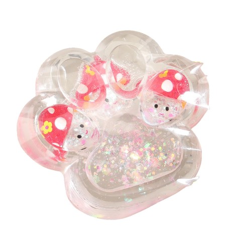 Jucarie Antistres Squishy, Flippy, Labuta de Pisica Pufoasa, cu Revenire Lenta, 7 x 6.5 cm, Model Ciuperca, Multicolor