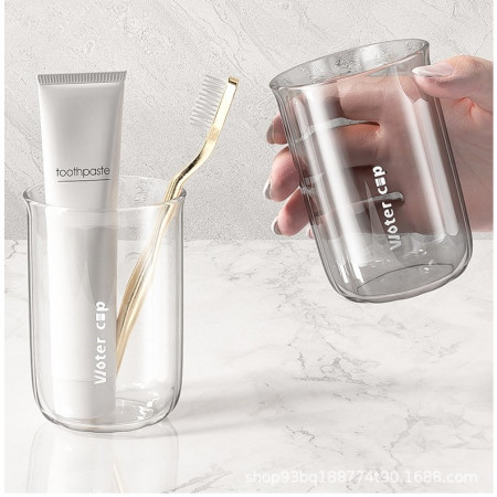 Cana de Apa pentru Clatit, Flippy, pentru Periuta de Dinti, 200 ml, 10.4 x 7.3 cm, Gri Transparent