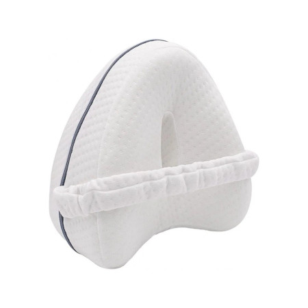 Pernă Ortopedică ErgoHeart, Suport Anatomic pentru Picioare, Spumă cu Memorie, Curea Anti-Cădere, 25x23x13 cm, Alb