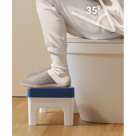 Scaunel WC, Flippy, Tratament Impotriva Hemoroizilor si Constipatiei, Scaun Inaltator WC Copii, Suport Picioare WC, Taburet Inaltator Pozitia Corecta Ghemuit Pe WC, Plastic Rezistent, 17x22x38 cm, Albastru