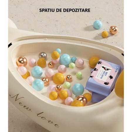 Masinuta de Rasucit, Flippy, 1-8 Ani, Anti-rasturnare, Roti Silentioase, Impingere, Bluetooth, 66 x 32 x 37 cm, Bej